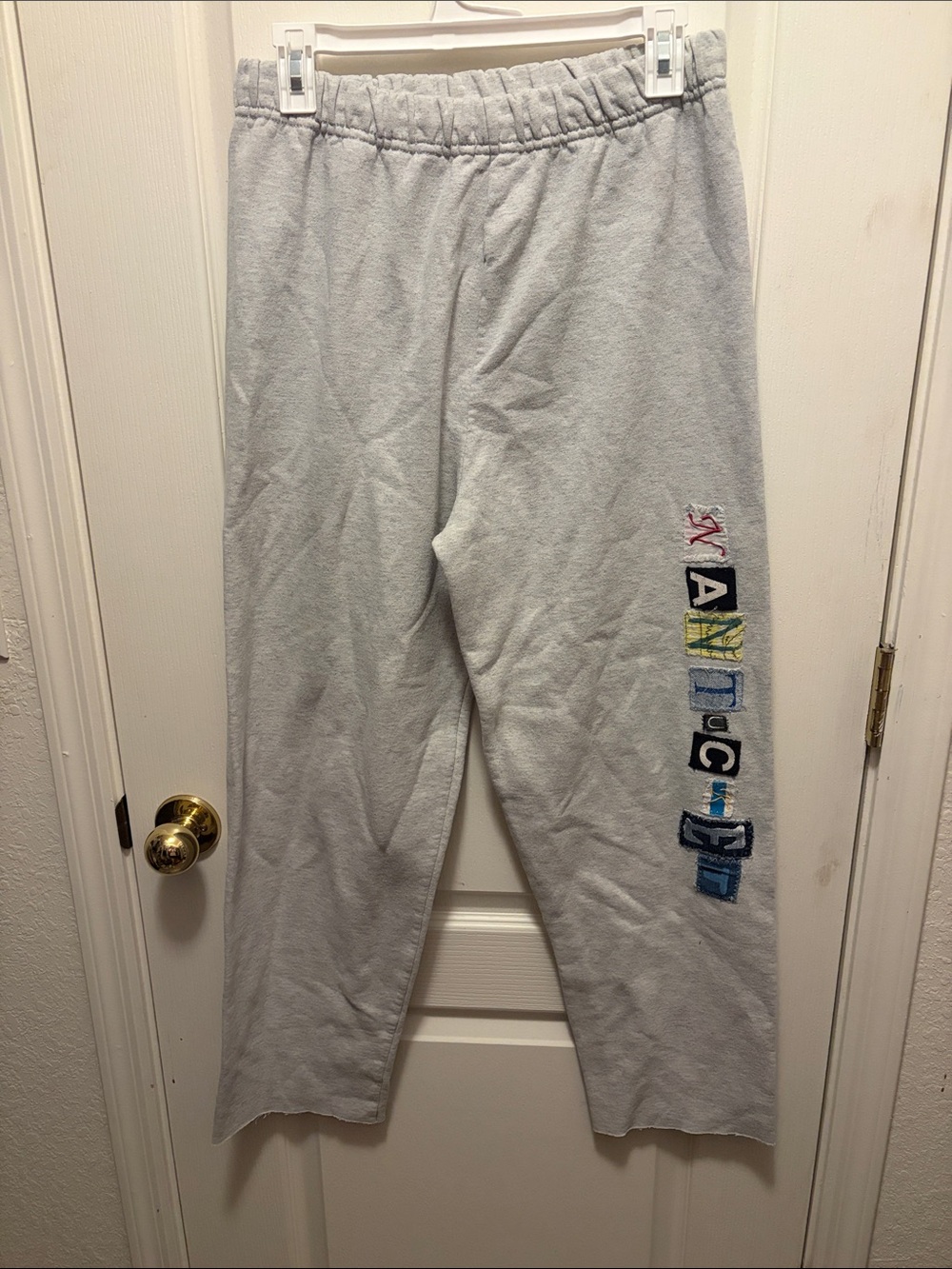 Unemployed Denim Straight Leg Nantucket Patchwork Gray Sweatpants with Raw Hem